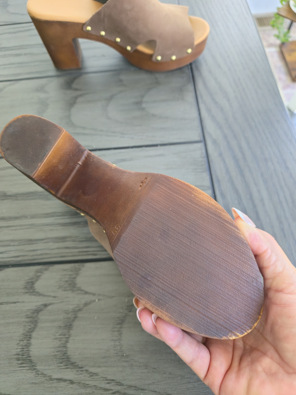 A. Giannetti Brown Studded Wood-Platform Mules - Picture 2 of 4